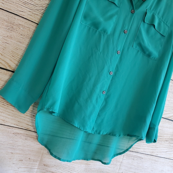 💟 Timing Button Down Long Sleeve Sheer Blouse S - Picture 5 of 6